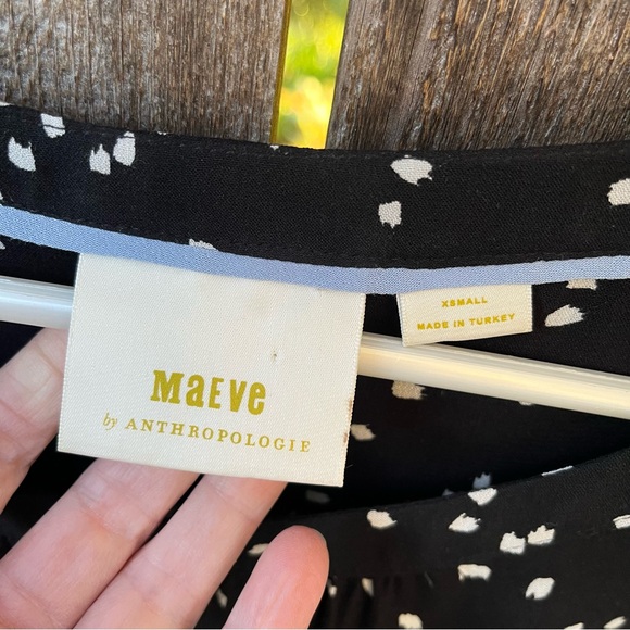 Maeve By Anthropologie Cheyenne Long Sleeve Peplum Top In Black & White Sz XS - Picture 2 of 11